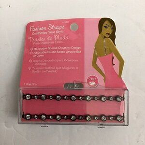 Dritz Fashion Straps Bra Strap Set Black Rhinestone Decorative Special Occasion